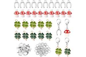 BOFUNX 30pcs Ciondoli Pendenti Quadrifoglio Ciondoli Portafortuna in Metallo Pendenti Portafortuna Ornamenti Accessori per Creazione di Gioielli Artigianato Fai da Te