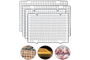 Lawei 4 Pièces Volette de Refroidissement et Cuisson en Acier Inoxydable Résistant à la Rouille pour Pâtisserie et Cuisson au Four - 2 Tailles, Noir