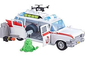 Ghostbusters Track & Trap Ecto-1 Toy Vehicle with Fright Features Ecto-Stretch Tech Slimer Accessory, Compatible with 5-Inch Toys, 4+