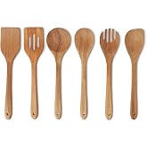 Amazon Basics Pre-Oiled Acacia Wood Cookware Set of 6 Pieces Suitable for Cookware