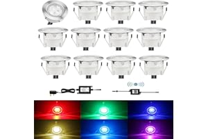 CISLAN 12 Pcs RGB LED Decking Floor Lights WiFi Remote Control Low Voltage Waterproof IP67 for Terrace Patio Path Wall Garden Decoration Outdoor (RGB Light+ WiFi)