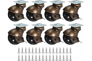 PATIKIL 2 Inch Ball Caster Wheels with Brake, 8 Pack 360° Rotating Swivel Top Plate Wheels Locking Caster with M8 Screws for Furniture Table Cabinet Bronze