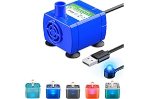 AONBOY Pompa Fontanella per Gatti, Pompa per Fontana per Gatti con Luce a LED, Ultra Silenziosa, Lunga Durata, IP68 Impermeabile