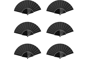 APOMOONS 6 Pcs Hand Fan Folding, Wedding Fan, Chinese Fans Decorative Folding Fans for Dancing Cosplay Props, Church Wedding Gift, Wall Decoration, Party Favor, DIY Wall, Vintage Fan