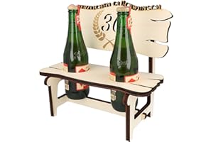 WORTGEFECHTE XXL Echtholz Bierbank mit Gravur Jahreszahl 30|Holzbank für 2 Bierflaschen|Hochzeitsgeschenk für Brautpaar|Geschenke Paare|Geschenk für Pärchen|Geburtstag|Jubiläum|Proseccobank (Bierbank 30)