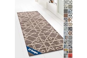 Floordirekt Teppichläufer mit Muster - maßgefertigter Feinschlingen Teppich Läufer für Küche, Flur & Wohnraum - Ornament Vintage Orient Gitter (80 x 150 cm, Navelli Braun)