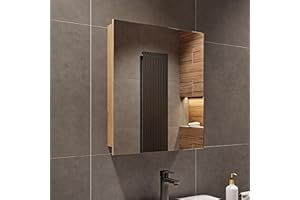 HAJDUK FURNITURE Szafka Sonoma Mat Wisząca Łazienkowa z Lustrem - 50x60x14 cm - Funkcja cichego domykania - Szafka ścienna do łazienki - Szafka ścienna z 3 półkami