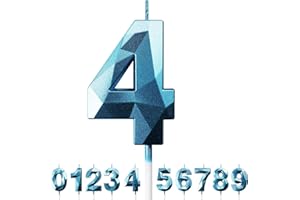 DERATTA Geburtstagskerzen Zahlen Kerze 4 Tortendeko 4. Geburtstag Junge Mädchen Kerzen Geburtstag Blau 0-9 Zahlen Geburtstagskerzen für Torte