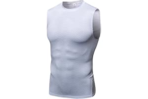 Yuerlian Men’s Running Vests, Breathable Sleeveless Tops, Comfortable Sports Gym Tank Top for Men with Compression Fit
