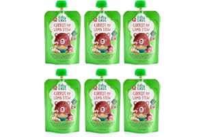 Baby Likes Halal Organic Carrot and Lamb Stew (6 x 130g) l Halal Meat & Organic Fruit and Vegetable Baby Food Puree Pouches for Stage 2 Weaning l With Herbs & Spices l 7 months +