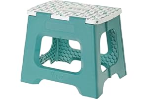 VIGAR Sgabello Pieghevole - Sistema Antiscivolo - 33 x 27 x 27 cm - Geom Compatto - Ideale per Cucina, Bagno o Campeggio - Peso Massimo 150 kg - Turchese