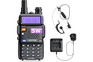 eSynic UV-5R Walkie Talkie Dual Band VHF/UHF 128 Memory Channel UV5R 2 Way Radio with LED Display LED Light and VOX Function for Construction Site Hotel Outdoor Adventure etc