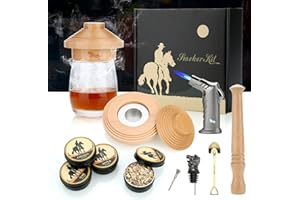 ‎TMEOIIPY Cocktail Smoker Kit, Flambierbrenner, Cocktail Zubehör mit 4 Geschmacksrichtungen Holzchips & Holz-Muddler & Likör-Ausgießer, Old Fashioned Whiskey Smoker Drinks Kit(Butan Nicht inbegriffen)