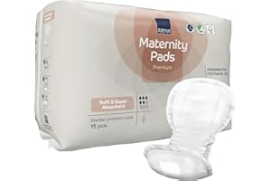 ABENA Premium Maternity Pads, Postpartum Essentials, Eco-Labelled, Extra Protection, After Birth, Breathable and Skin Friendly, Sustainable Incontinence Pads - 15PK