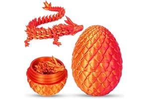 Axingqiwu 3D Gedrucktes Drachenei, Drachen Figuren, Beweglicher Dragon Egg, Drache Wohnkultur, Abnehmbare Eierschale im Ei Drache Spielzeug (Gold)