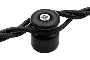Amarcords - Fermacavo con viti e tasselli. 5 isolatori vintage in porcellana colorati per installazioni di cavi treccia a parete colore NERO OPACO