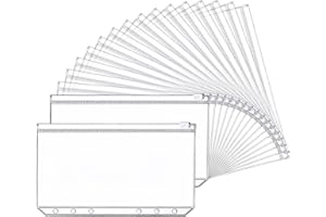 SKAAISONT Paquet de 18 Pochette Plastique A6, Enveloppe Budgetaire Perforée,6 Trous Fermeture éclair Convient Pour étudier et Travailler Pour Ranger des Objets Personnels