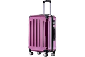 BEIBYE Hartschalen Koffer Trolley Rollkoffer Reisekoffer 4 Zwillingsrollen Polycabonat (Lila, Handgepäck 55cm-40L)