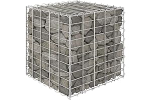 Festnight Cube Gabion Raised Bed, Outdoor Garden Planter, Flower and Plant Bed Steel Wire 50x50x50 cm