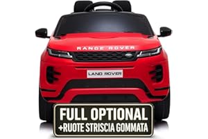 Macchina Elettrica Per Bambini Range Rover Evoque Full Optional Auto Elettrica Per Bambini Telecomandata Sedile In Pelle Ruote in Plastica Porte Apribili Doppio Motore Elettrico 12V TOYSCAR rossa