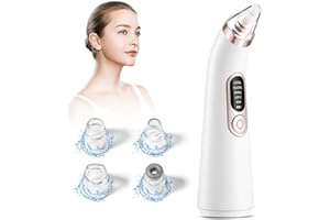 FDKENE Mitesserentferner Porenreiniger Vakuumsauger, Mitesser Entfernung Porensauger Mitesser Sauger Elektrisch mit 4 Saugspitzen, Mitesser-Extraktor Porenreiniger Gesichtsreinigung Pickelsauger
