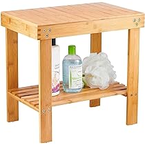 Vaefae Bamboo Small Seat Stool For Kids, Foot Rest Shaving Stool,Storage Shelf