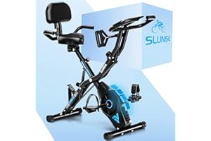 SLUNSE 5-in-1 Heimtrainer Fahrrad, 2025 Neu Hometrainer Fahrrad mit 16 Stufen Magnetwiderstand, Klappbar Ergometer Heimtrainer mit 10dB extra Leise, Indoor Bike für Kardio-Training zu Hause, Bis 160KG