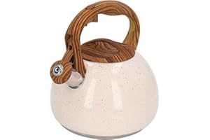 OKJHFD Bollitore da Piano Cottura, Bollitore da Cucina con Fischio in Acciaio Inossidabile da 3 Litri con Manico in Legno, Bollitore da Tè con Fischio Per Piano Cottura a Gas, Bollitore da Piano Cottura con