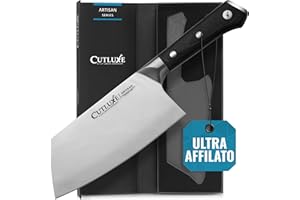 Cutluxe Mannaia da Macellaio - Mannaia da Cucina 18 cm, Coltello da Macellaio per Tagliare la Carne – Lame in Acciaio Tedesco Affilato – Manico Ergonomico in Tang Completo – Serie Artigianale