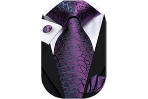 Hi-Tie Herrenkrawatten Set Hochzeitskrawatte für Männer Seidenkrawatte Einstecktuch Manschettenknöpfe Set