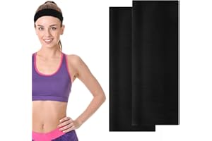 Telooco 2 szt. opasek na głowę o szerokości 6,5 cm dla kobiet, bawełniana, miękka, elastyczna, antypoślizgowa, pochłaniająca pot, czarna, gruba opaska na głowę, opaska na głowę do jogi dla kobiet