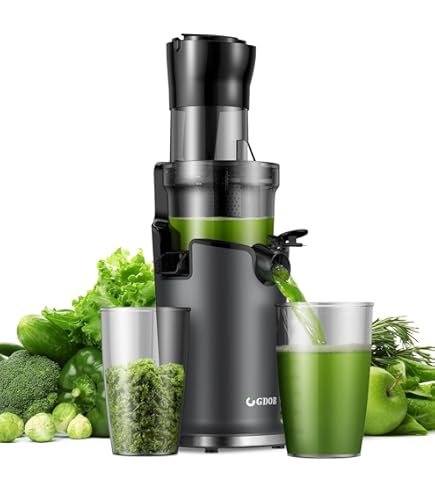 AMZCHEF Slow Juicer Entsafter 115mm Einfüllöffnung - Hohe Saftausbeute Leise Reinigung