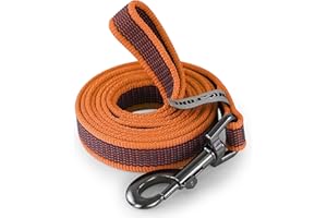 Wolfone 1.5m Orange Training Rubberised Dog Lead with Anti-Slip Handle，Robust Light Dog Lead for Large Medium Small Dogs