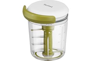 Tefal 5 Second Chopper Shaker K16441 5 secondes, hachoir manuel 450 ml, hachoir épais, moyen et fin, lames en acier inoxydable, sans électricité, base antidérapante et facile à nettoyer