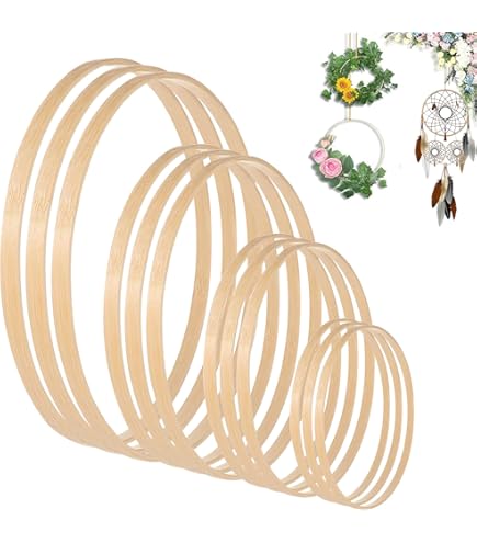 Lot De 3 Cerceaux En Bambou 40 Cm – Pour Créations DIY, Couronnes, Attrape-rêves, Décorations Murales, Bricolage