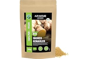 Gingembre biologique en poudre (500g), gingembre moulu issu de culture biologique contrôlée, gingembre en poudre, 100% naturel, sans additifs, sans gluten, sans lactose, testé en laboratoire, vegan