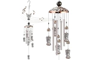 FOUUA Scacciapensieri con angelo, decorazione per interni ed esterni, casa, regali di Natale per la mamma, balcone, festival, decorazione da giardino (angelo)