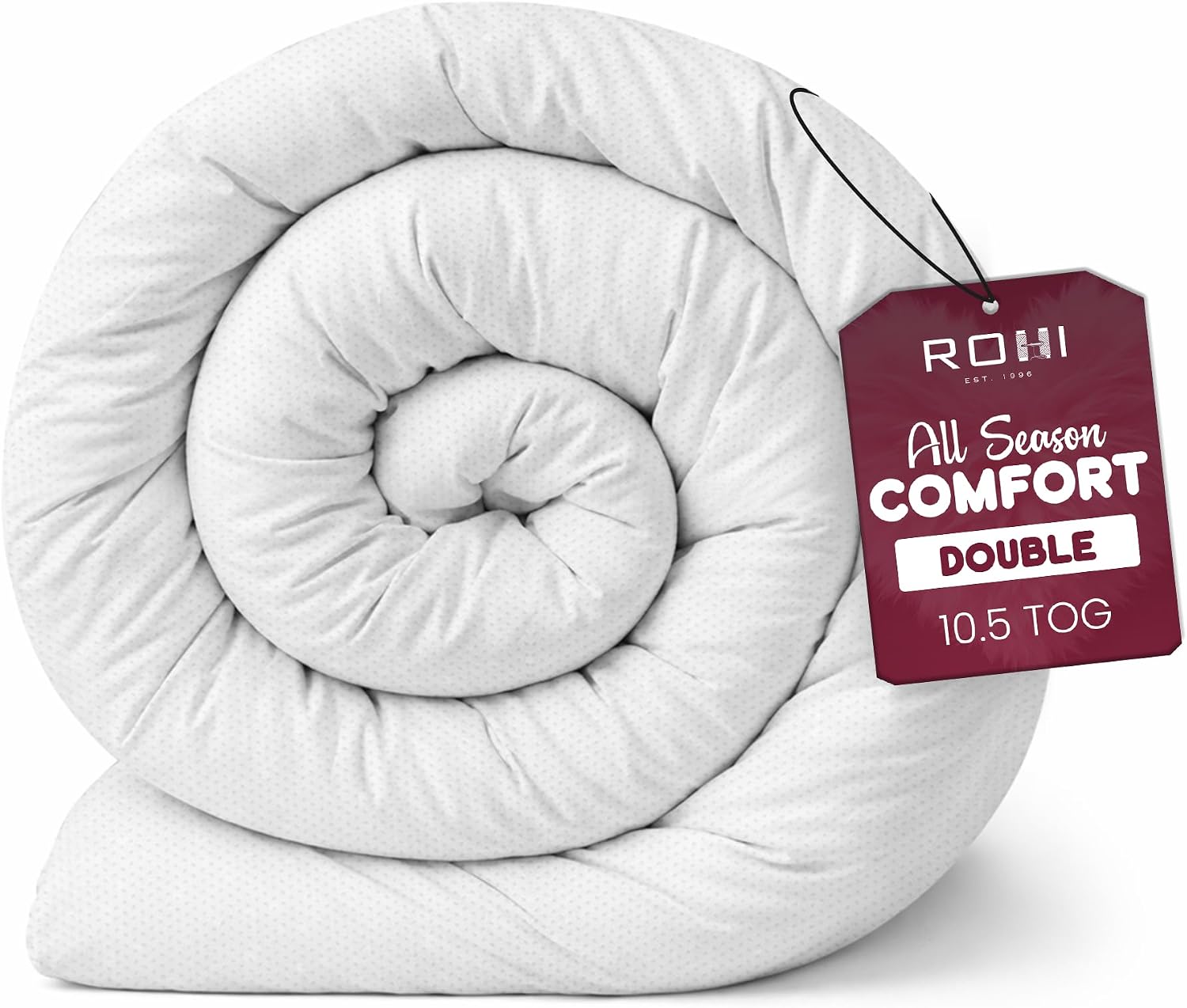 Rohi Anti Allergy 10.5 Tog Double Duvet – All Season Duvets – Soft & Breathable Luxurious Hollowfibre Quilt with Corvin Cover – Midweight Comforter Double Bed Duvet (All Season)