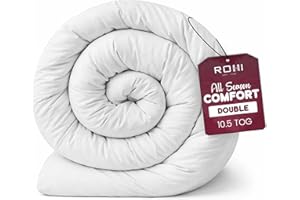 Rohi Anti Allergy 10.5 Tog Double Duvet – All Season Duvets – Soft & Breathable Luxurious Hollowfibre Quilt with Corvin Cover – Midweight Comforter Double Bed Duvet (All Season)