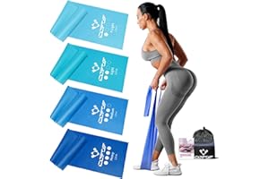 ‎COFOF COFOF Fitnessbänder 4er-Set, Gymnastikband mit 4 Widerstandsstufen, Fitnessband mit Tragetasche & Übungsanleitung Geliefert Ideal für Yoga, Pilates, Krafttraining, Physiotherapie