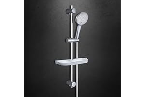 Görbach Colonna doccia Cromata 70 cm in Acciaio Inox 304 a Parete con Mensola Doccia Asta doccia con Staffe di Fissaggio Regolabili, Senza Rubinetto,Con Doccetta a 3 funzione (HBD12CP + Mensola).