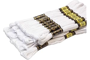 UMC STAG Embroidery Thread Cross Stitch Floss 100% Egyptian Cotton 24 White Colour Premium Skeins OEKO-TEX Certified Stranded Cotton (White)