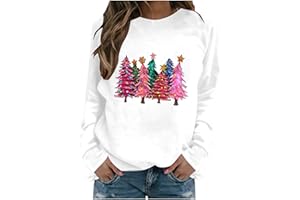 JIANGML Women Xmas Sweatshirt Christmas Tree Graphic Jumper Ladies Raglan Sleeve Pullover Merry Christmas Printed Blouse Warm Ribbed Cuffs Tops Christmas Funny Novelty Shirt Warm Cozy Casual Wearable Jumpers
