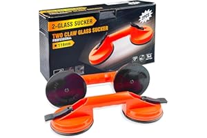 Baxcdyswe Saugheber (2 Stück), Glassauger, Saugheber Fliesen, Saugnapf Griff Vakuumheber 100kg Tragfähiger Mit Ergonomischen & Rutschfesten, Suction Cup für Fliesen, Möbel, Glas, Laminat (Orange)