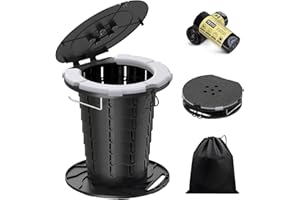 BLIKA Upgraded Retractable Portable Toilet with Cushion, 300LBS Adjustable Height Folding Toilet with Paper Holder, Travel Toilet Portable Camping Toilet, Soft Portable Toilet for Camping/Car