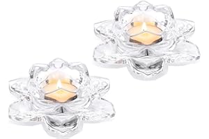 Nuptio Portavelas de Loto de Cristal 2 Candelabros Té para Velas de Pilar 4.5cm Diámetro Candelero Votivas Vidrio A Granel para Bodas Románticas Fiestas Regalos Navidad Decoraciones para el Hogar