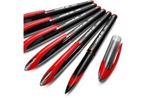Uni-Ball Aire Micro - 0.5mm Fina Rollerball - Pack de 6 - Rojo - UBA-188-M