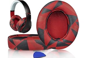 SoloWIT Cuscinetti auricolari di ricambio per Beats Studio 2 e Studio 3 con cavo e cuffie wireless,cuscinetti auricolari pelle proteica,schiuma di memoria ad isolamento acustico -Rosso Tempesta