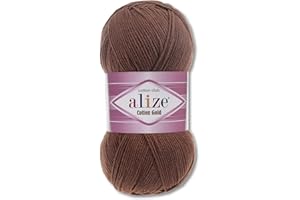 WOHNKULT Alize Cotton Gold Premium - Filato in 59 diversi colori per lavorare a maglia e creare Amigurumi, adatto per tutto l'anno, gomitolo da 100 g (493, colore marrone)