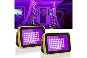 ‎T-SUN T-SUN 2 Stück UV Schwarzlicht, LED UV Schwarzlicht Strahler, Black Light, IP66 Wasserdicht 5200mAh Magnetische Schwarzlichtlampe für Glow Party Halloween Fluo Soiree Neon Party Fluoreszierende Farbe